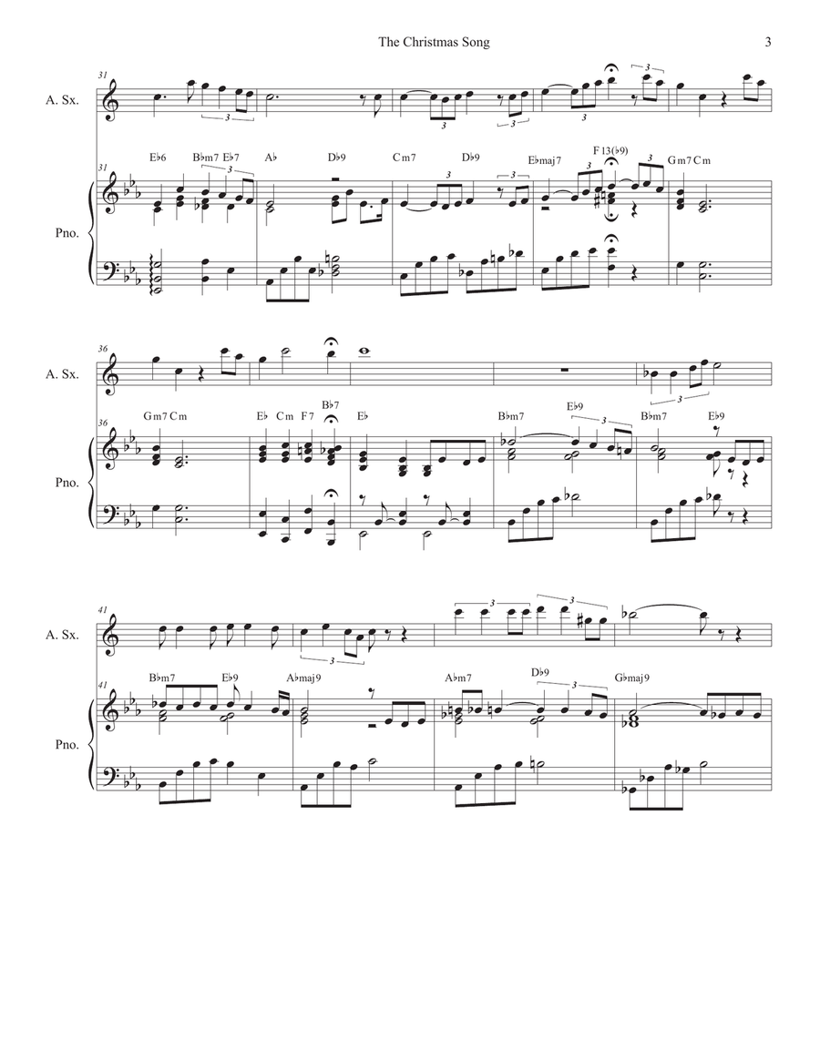 The Christmas Song (chestnuts Roasting On An Open Fire) Alto Saxophone scores gallery preview page 3