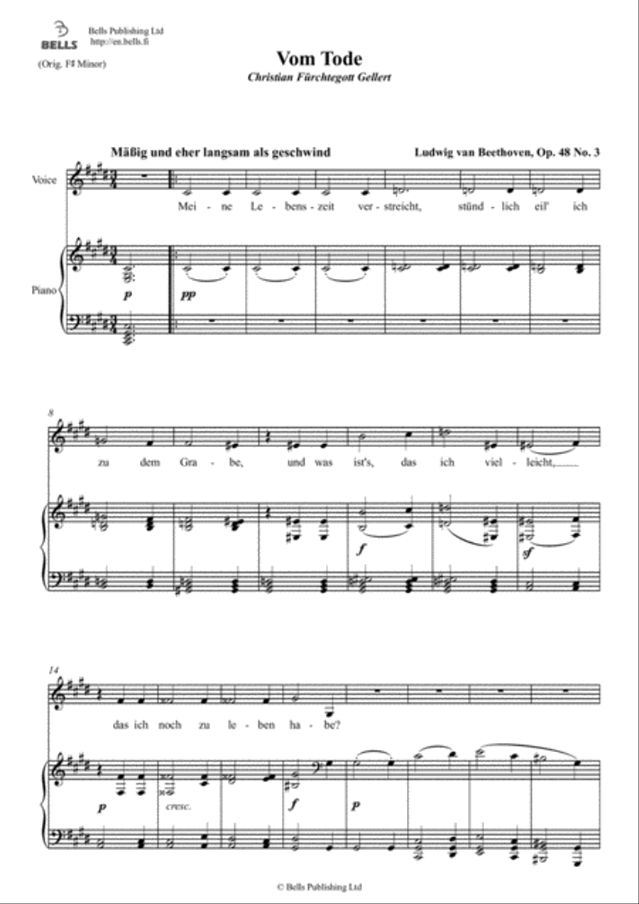 Vom Tode, Op. 48 No. 3 (C-sharp minor) Voice Solo scores gallery preview page 1