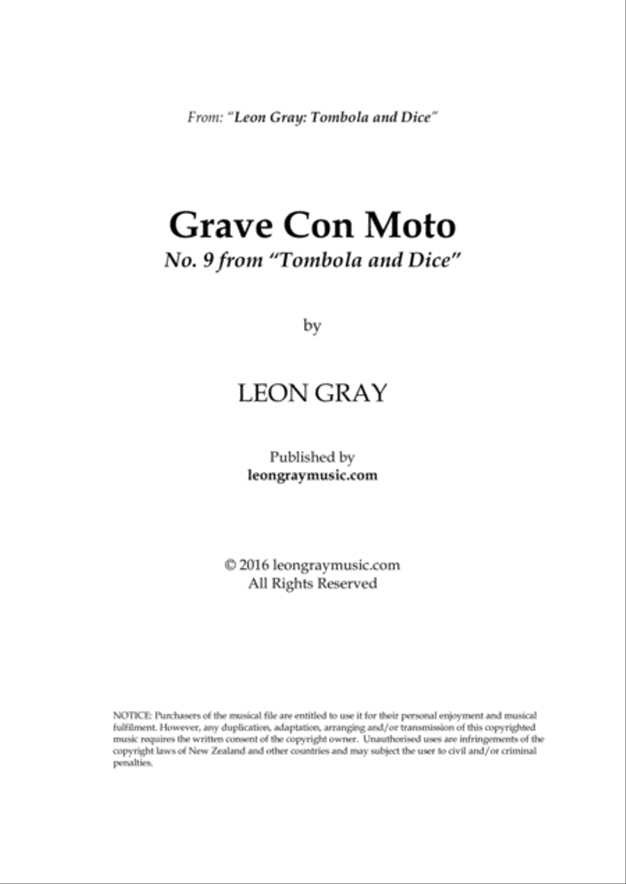 Grave Con Moto, Tombola and Dice (No. 9), Leon Gray