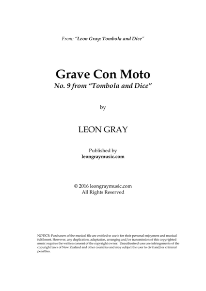 Grave Con Moto, Tombola and Dice (No. 9), Leon Gray image number null