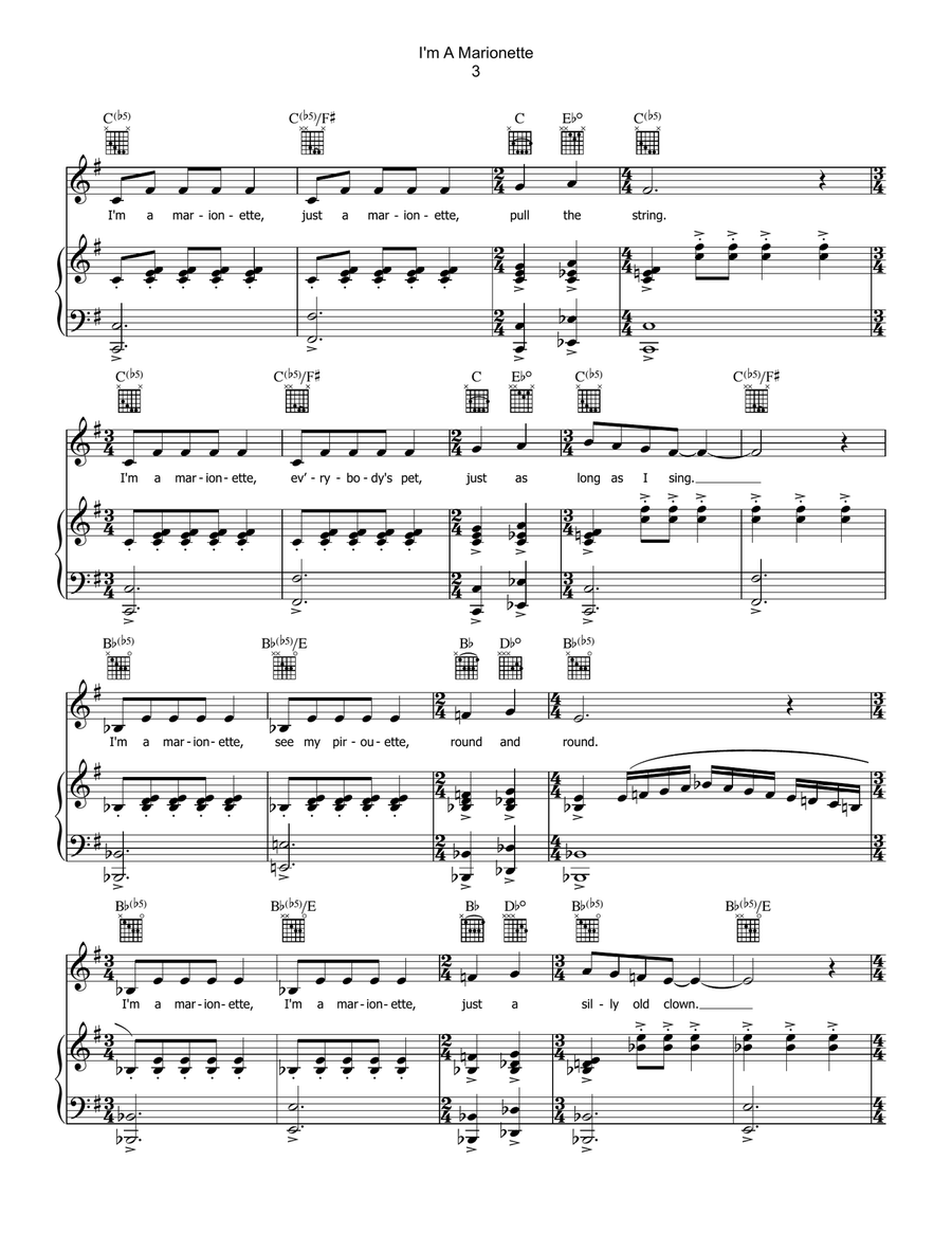 I'm A Marionette Piano, Vocal, Guitar scores gallery preview page 3
