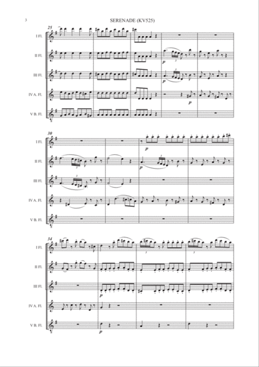W.A. Mozart: Eine Kleine Nachtmusik K. 525 I Tempo (Flute choir) W.A. Mozart: Eine Kleine Nachtmusik K. 525 I Tempo (Flute choir) Flute Choir scores gallery preview page 5