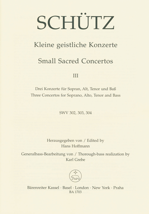 Book cover for Small Sacred Concertos, Volume 3