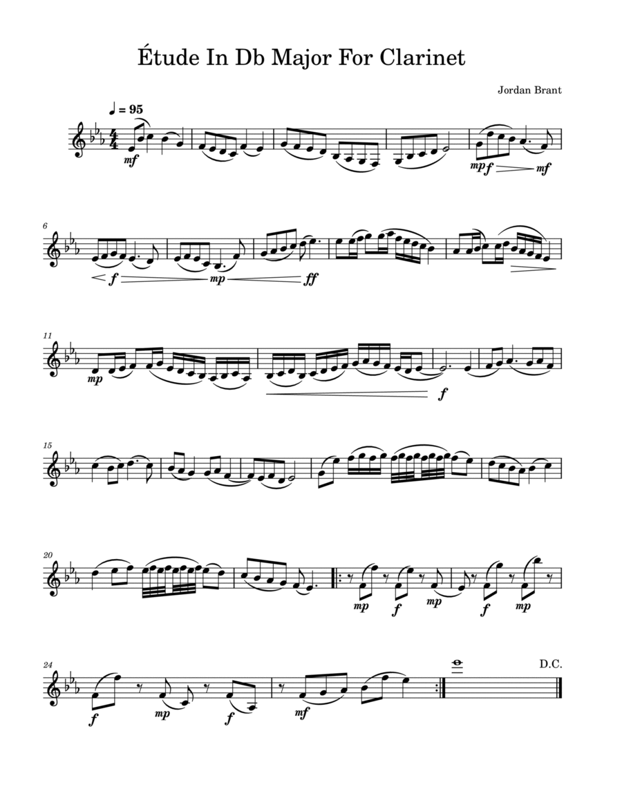Étude For Clarinet B-Flat Clarinet scores gallery preview page 1