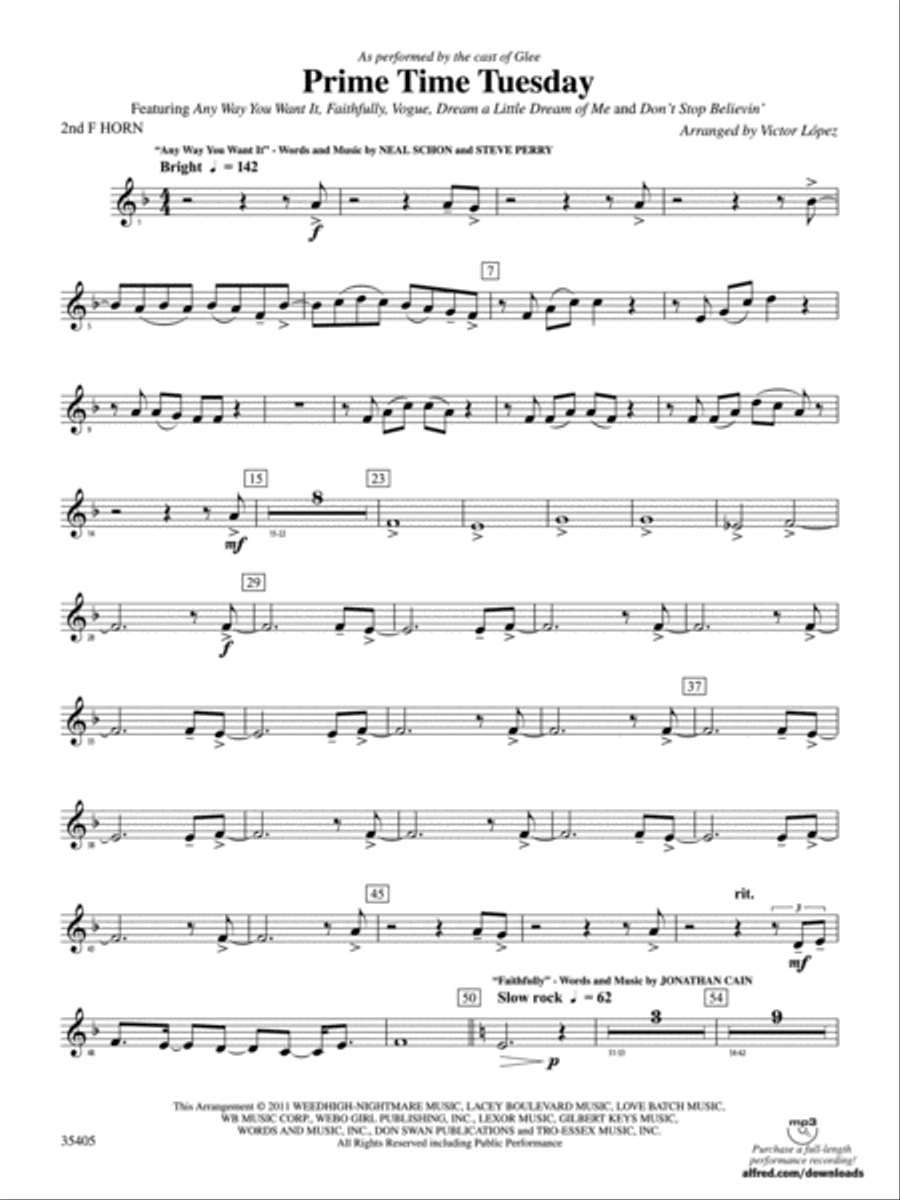 Prime Time Tuesday: 2nd F Horn Concert Band scores gallery preview page 1