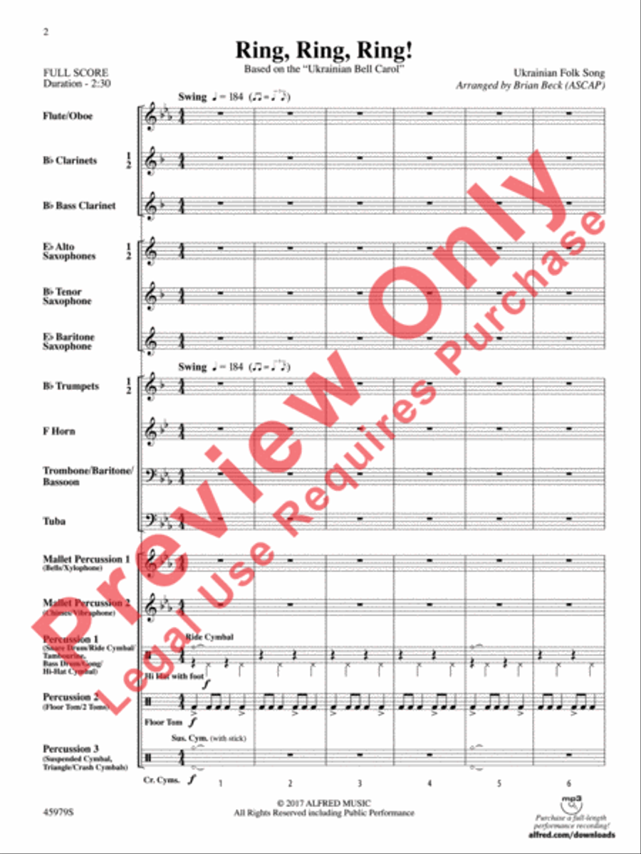 Ring, Ring, Ring! Ring, Ring, Ring! Concert Band scores gallery preview page 3
