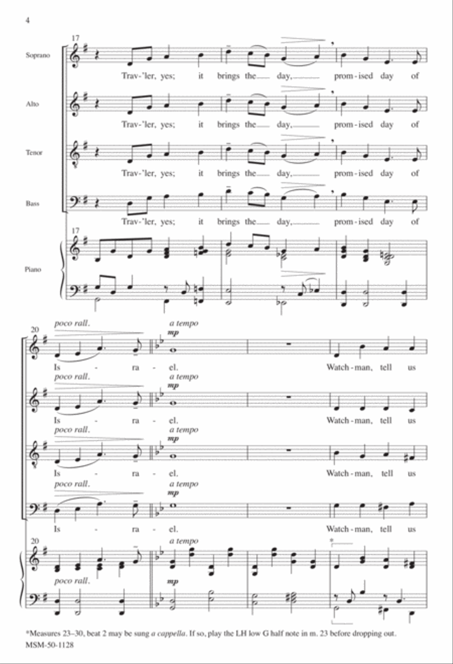 Watchman, Tell Us of the Night 4-Part scores gallery preview page 4
