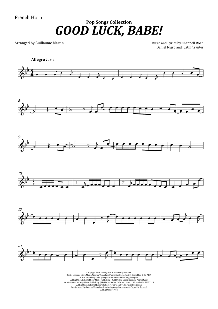 Good Luck, Babe! Horn Solo scores gallery preview page 1