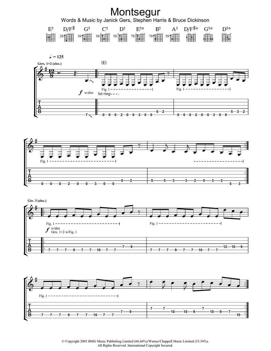 Montsegur Montsegur Guitar Tablature scores gallery preview page 1