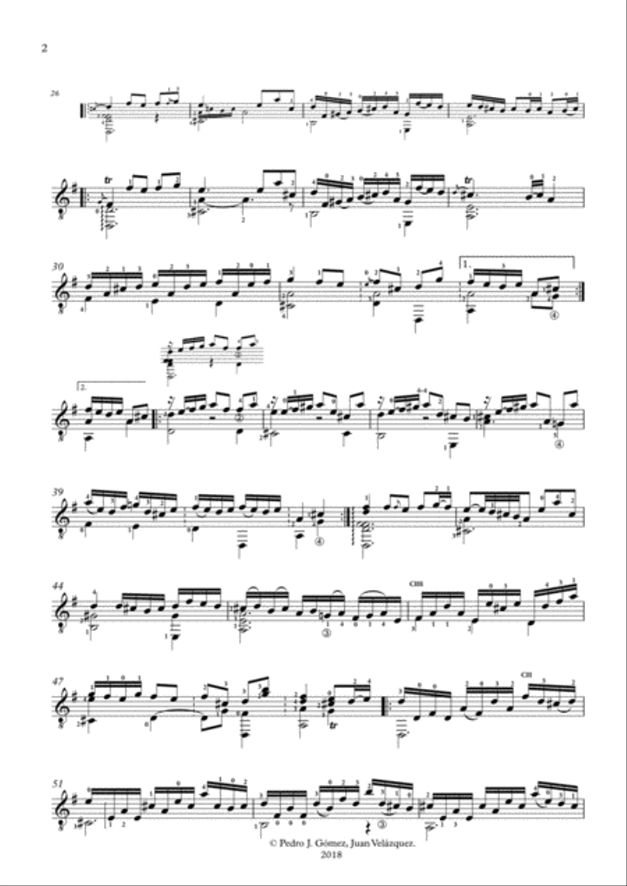 S.L. Weiss Ciacconne SW10 for guitar. Performance v. P. J. Gómez-J. Velázquez ed. Classical Guitar scores gallery preview page 2