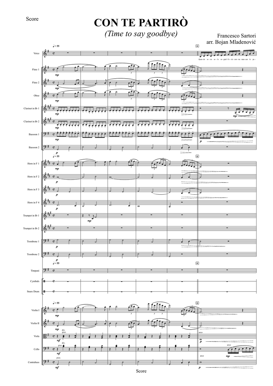 Con Te Partiro (time To Say Goodbye) Full Orchestra scores gallery preview page 1