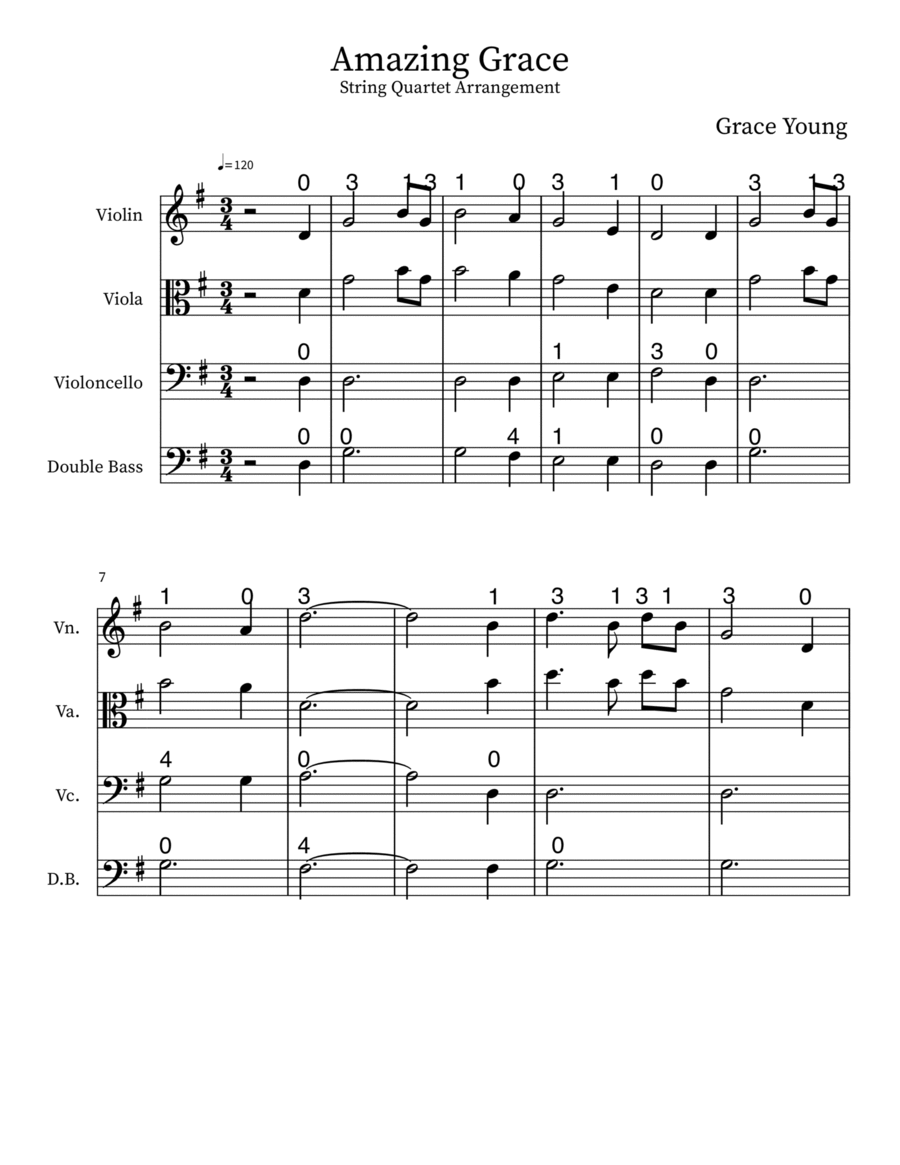 Amazing Grace String Quartet scores gallery preview page 1