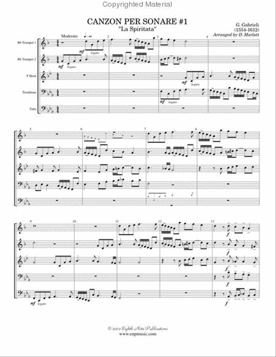 Canzon per Sonare #1 La Spiritata Brass Quintet scores gallery preview page 2