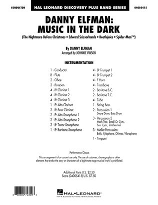 Danny Elfman: Music in the Dark - Conductor Score (Full Score)