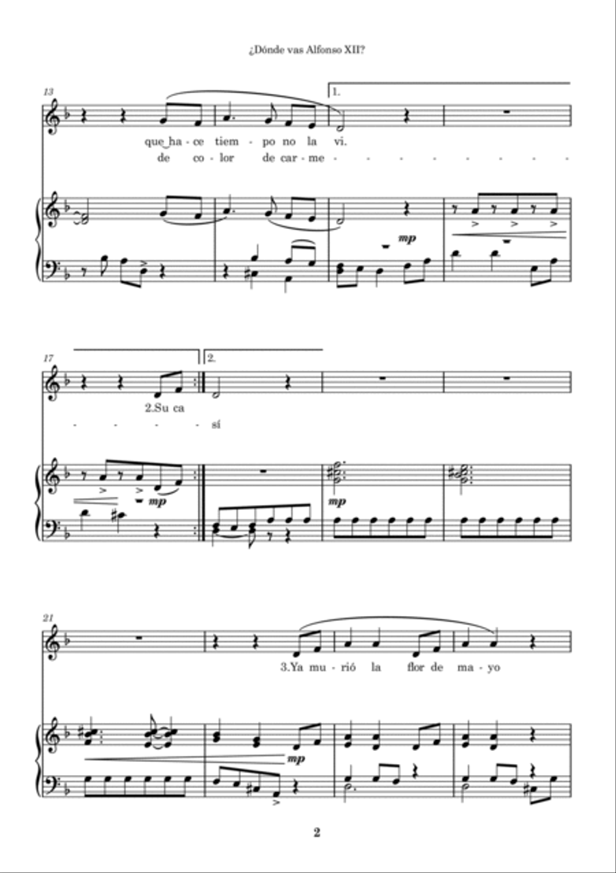 ¿Dónde vas Alfonso XII? Voice scores gallery preview page 2