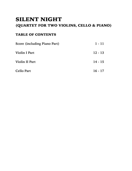 Silent Night (Piano Quartet for Two Violins, Cello and Piano) image number null