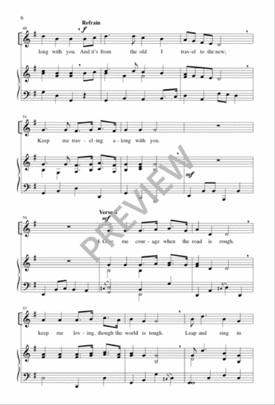 One More Step along the World I Go Unison Choir scores gallery preview page 6