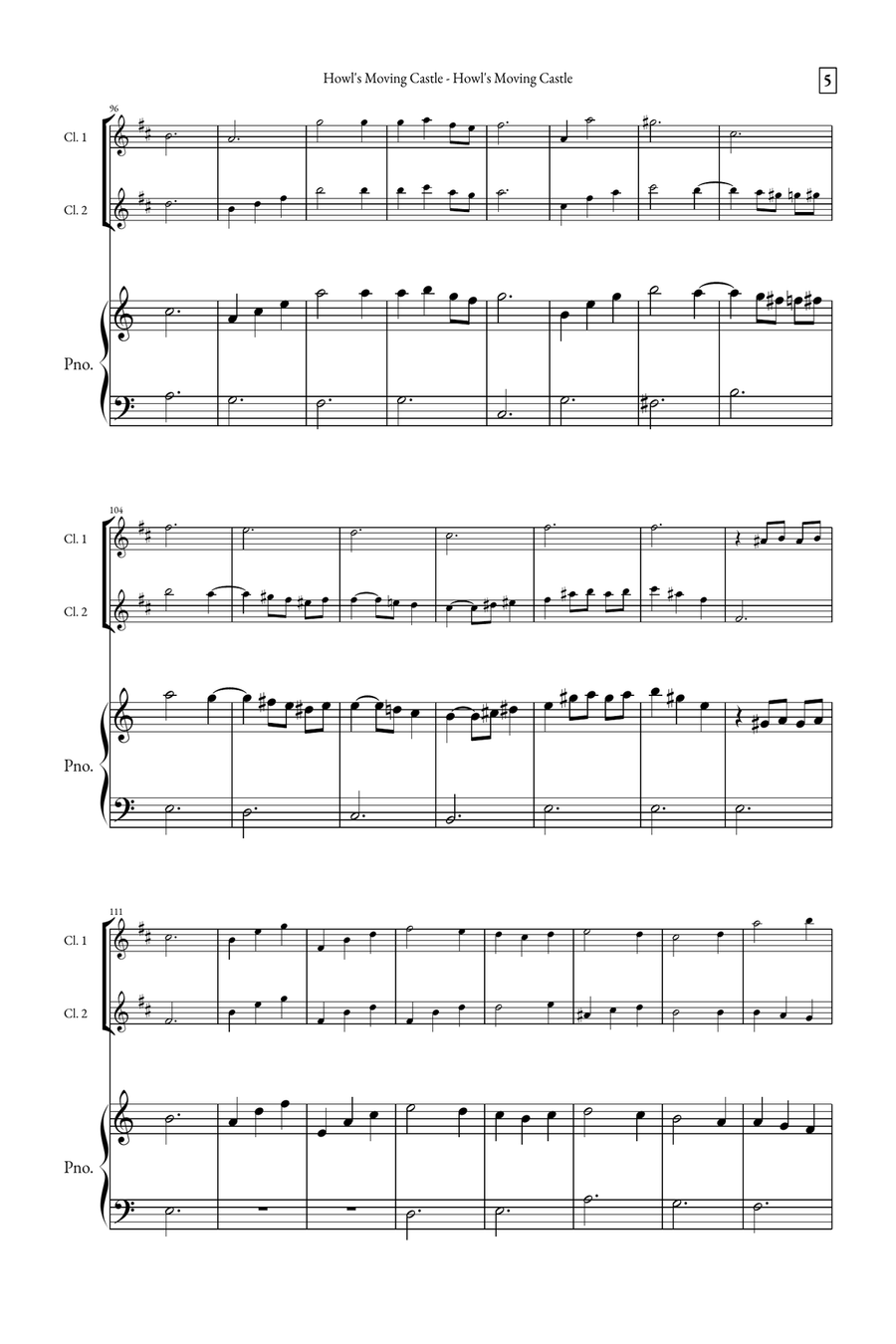 Howl's Moving Castle Woodwind Duet scores gallery preview page 5