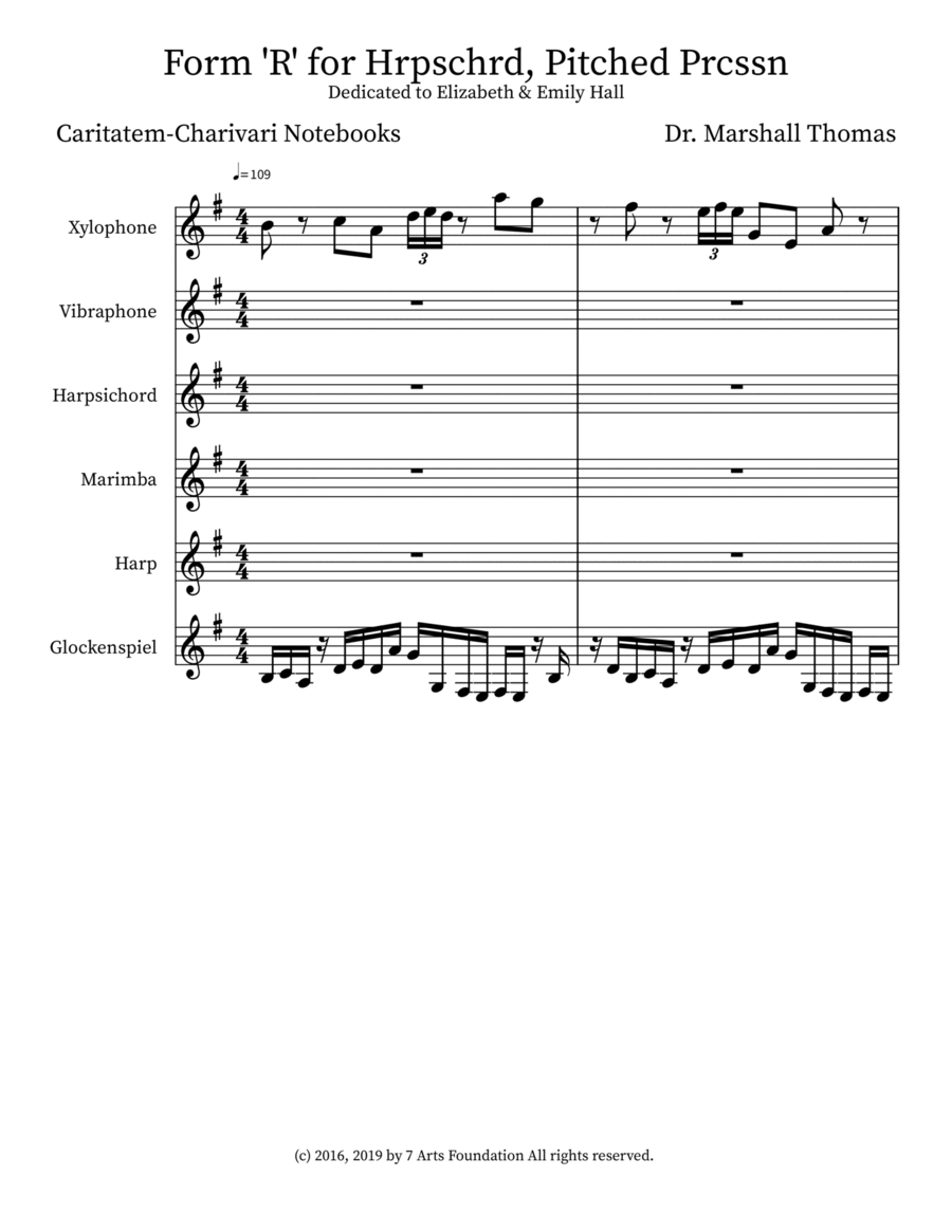 Form 'R' for Hrpschrd, Pitched Prcssn Small Ensemble scores gallery preview page 1