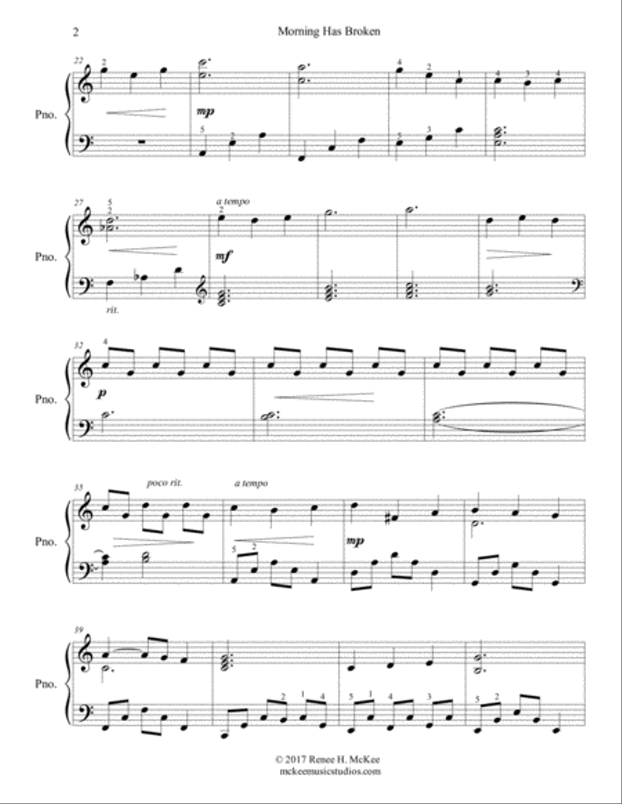 Morning Has Broken Piano Solo scores gallery preview page 2