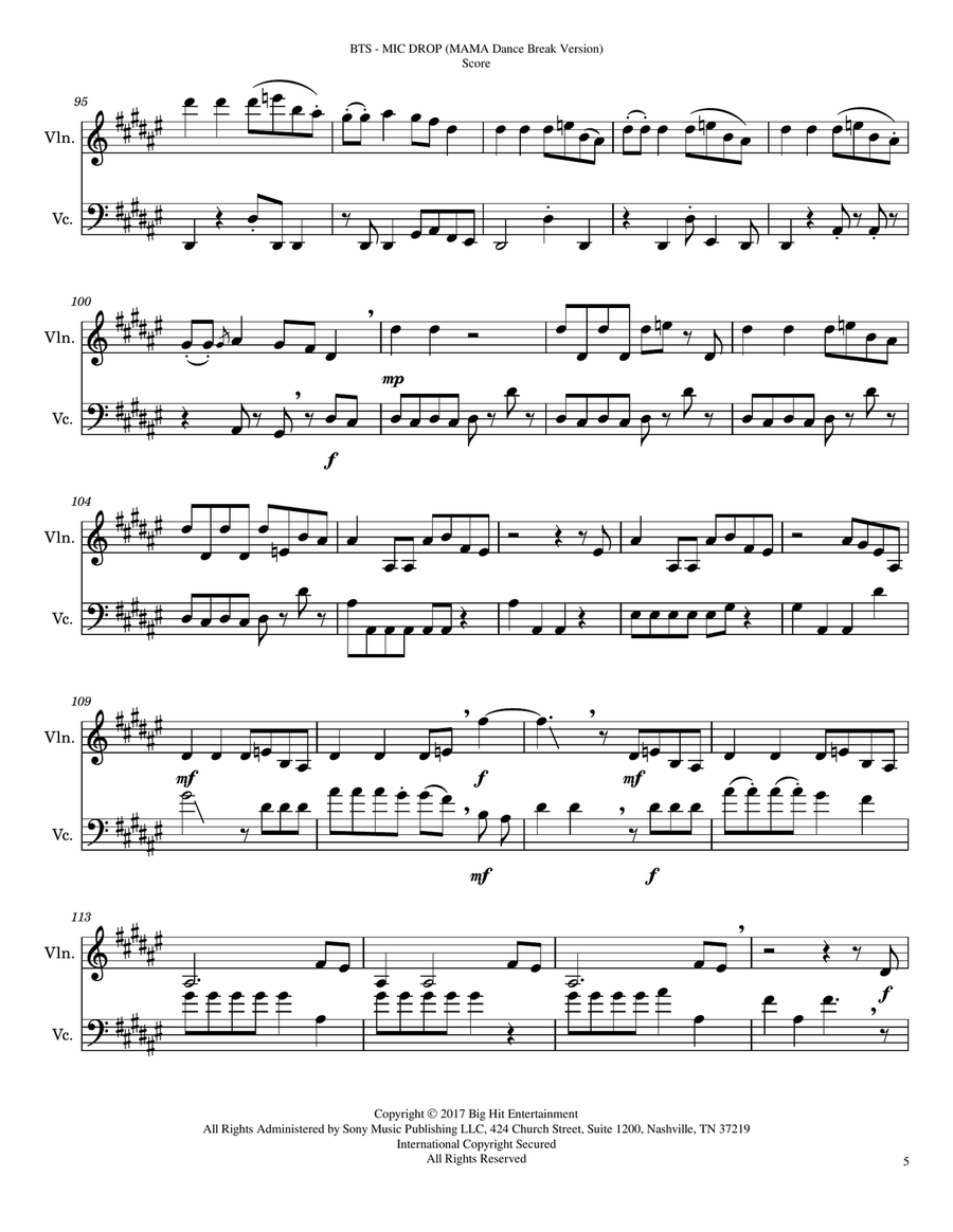 Mic Drop String Duet scores gallery preview page 5