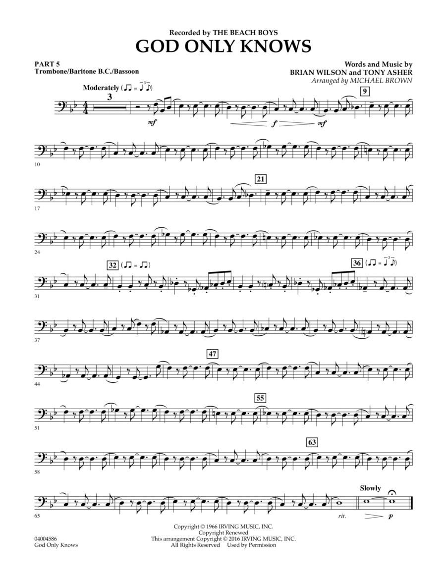 God Only Knows - Pt.5 - Trombone/Bar. B.C./Bsn. Concert Band scores gallery preview page 1