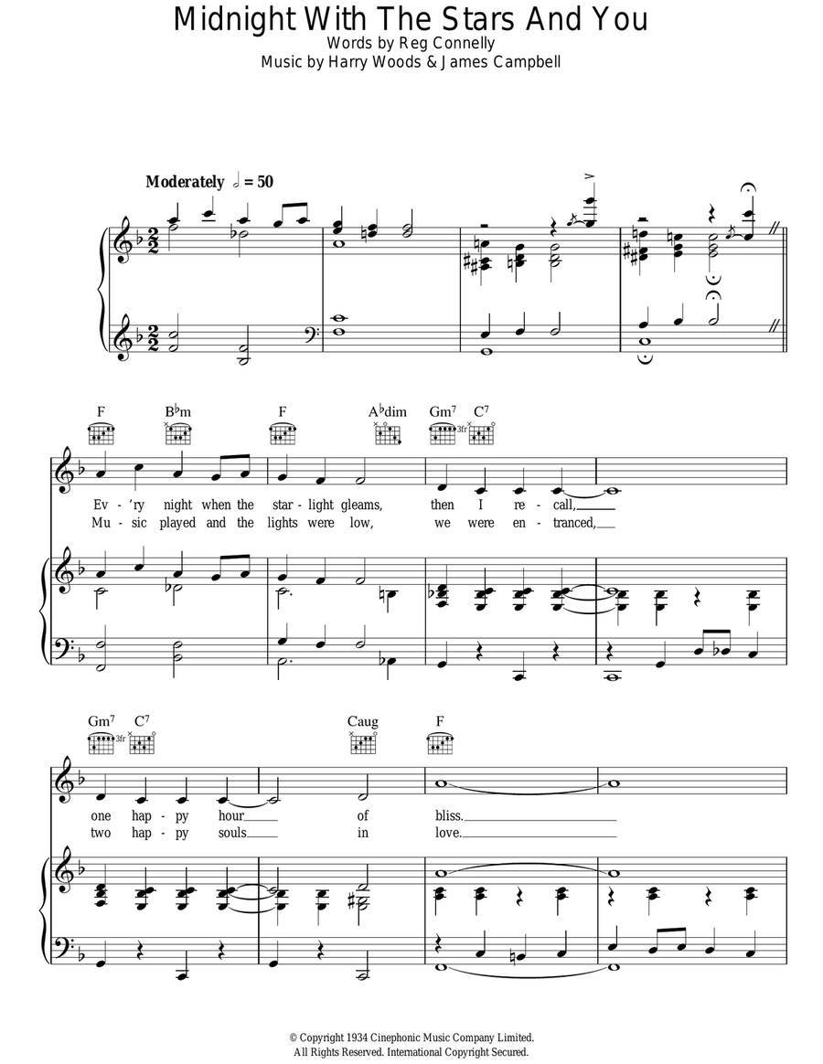 Midnight With The Stars And You Guitar scores gallery preview page 1