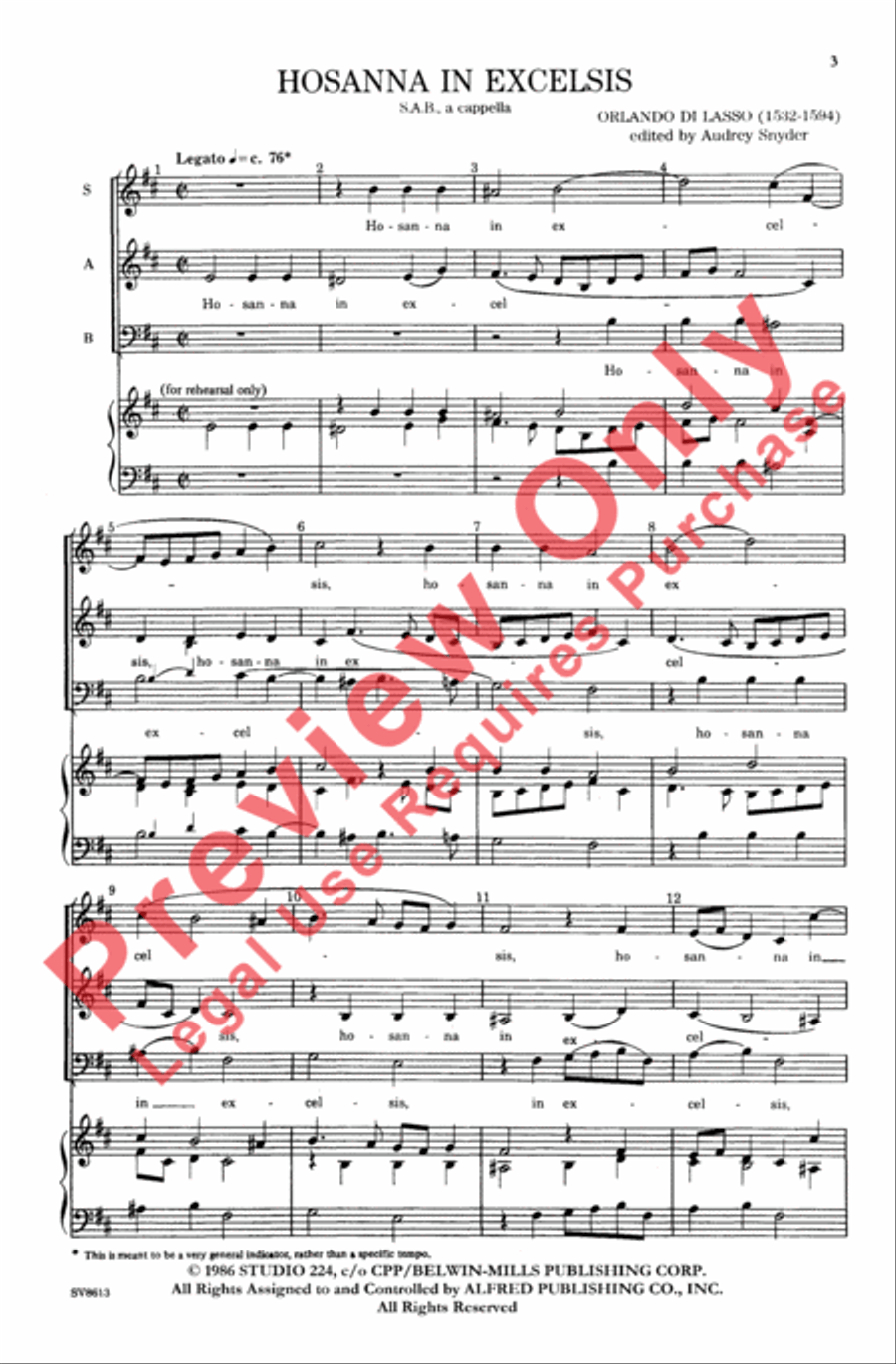 Hosanna in Excelsis 3-Part scores gallery preview page 3