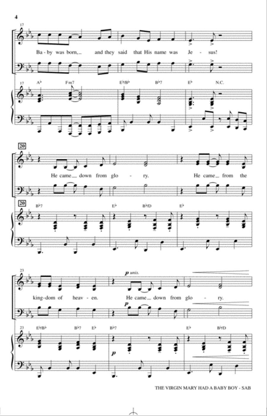 The Virgin Mary Had A Baby Boy (arr. Michael Ware) 3-Part scores gallery preview page 3