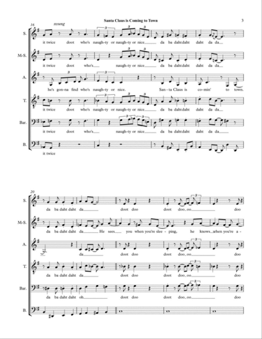 Santa Claus Is Comin' To Town 4-Part scores gallery preview page 3