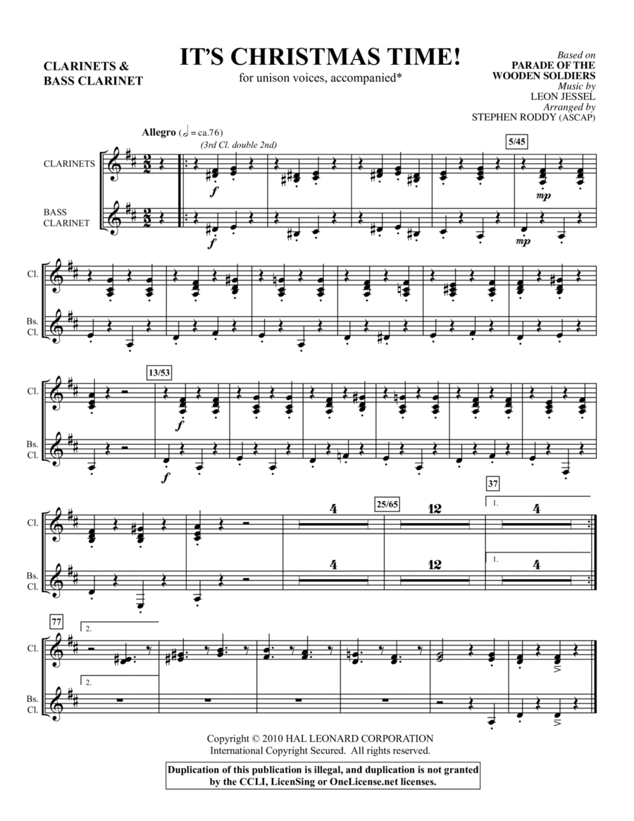 It's Christmas Time! - Bb Bass Clarinet/Bb Clar. Choir scores gallery preview page 1