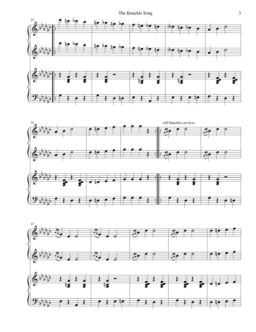 The Knuckle Song - for piano duet Piano Duet scores gallery preview page 3
