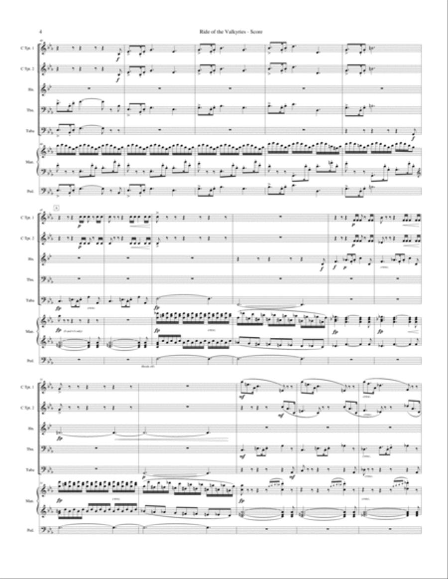 Ride of the Valkyries (for Brass Quintet and Organ) Brass Ensemble scores gallery preview page 5
