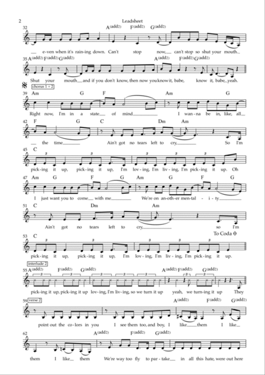 No Tears Left To Cry Piano scores gallery preview page 2
