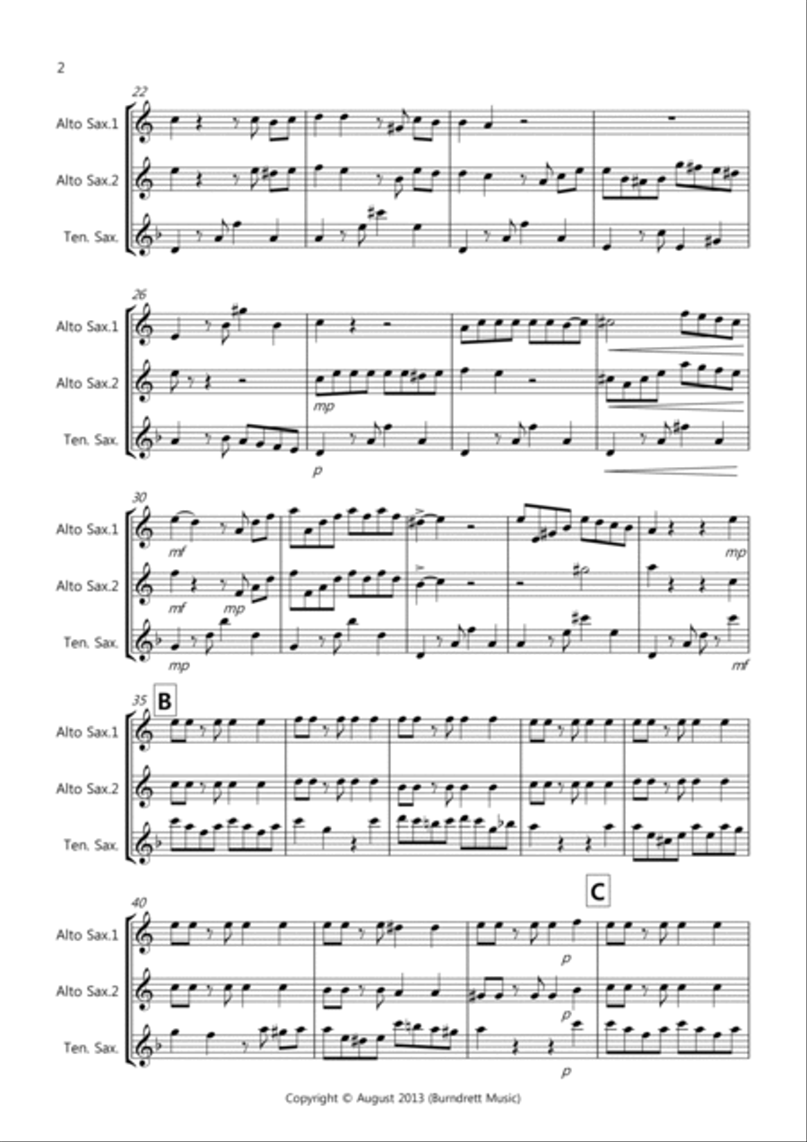 Tango á Trois for Saxophone Trio Woodwind Trio scores gallery preview page 2