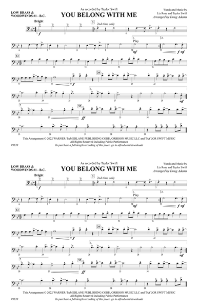 You Belong with Me: Low Brass & Woodwinds #1 - Bass Clef