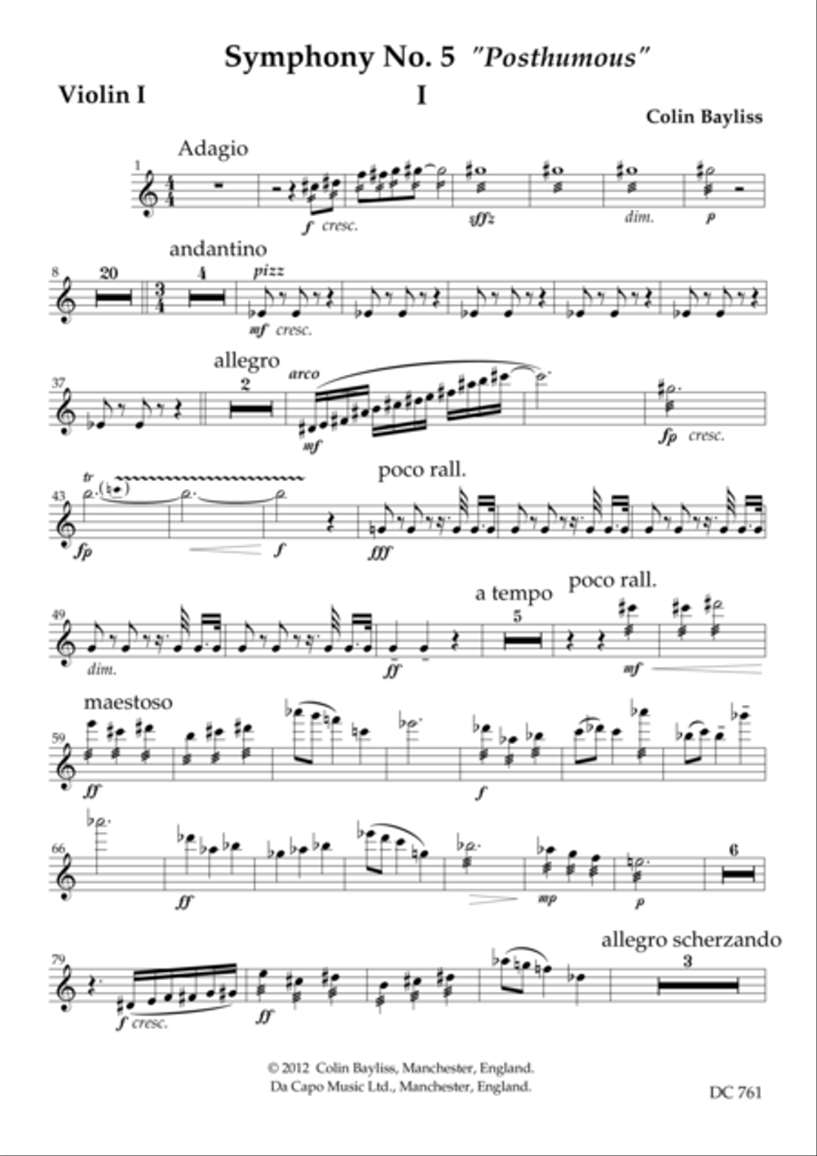 Symphony No.5 [string parts] String Quartet scores gallery preview page 1