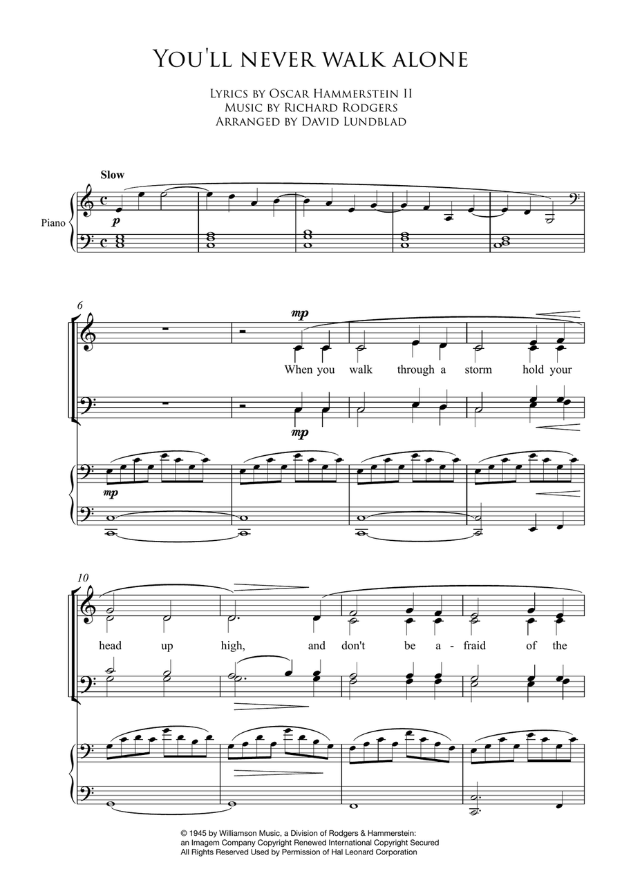 You'll Never Walk Alone 4-Part scores gallery preview page 1