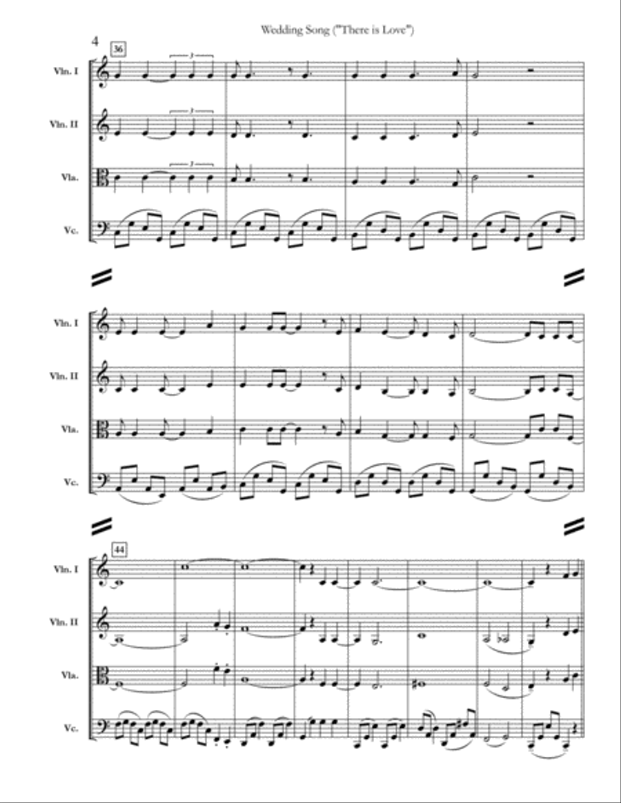 Wedding Song (There Is Love) String Quartet scores gallery preview page 4