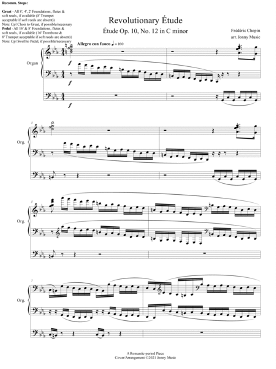 Revolutionary Étude (F. Chopin) Arranged for Organ Organ Solo scores gallery preview page 2