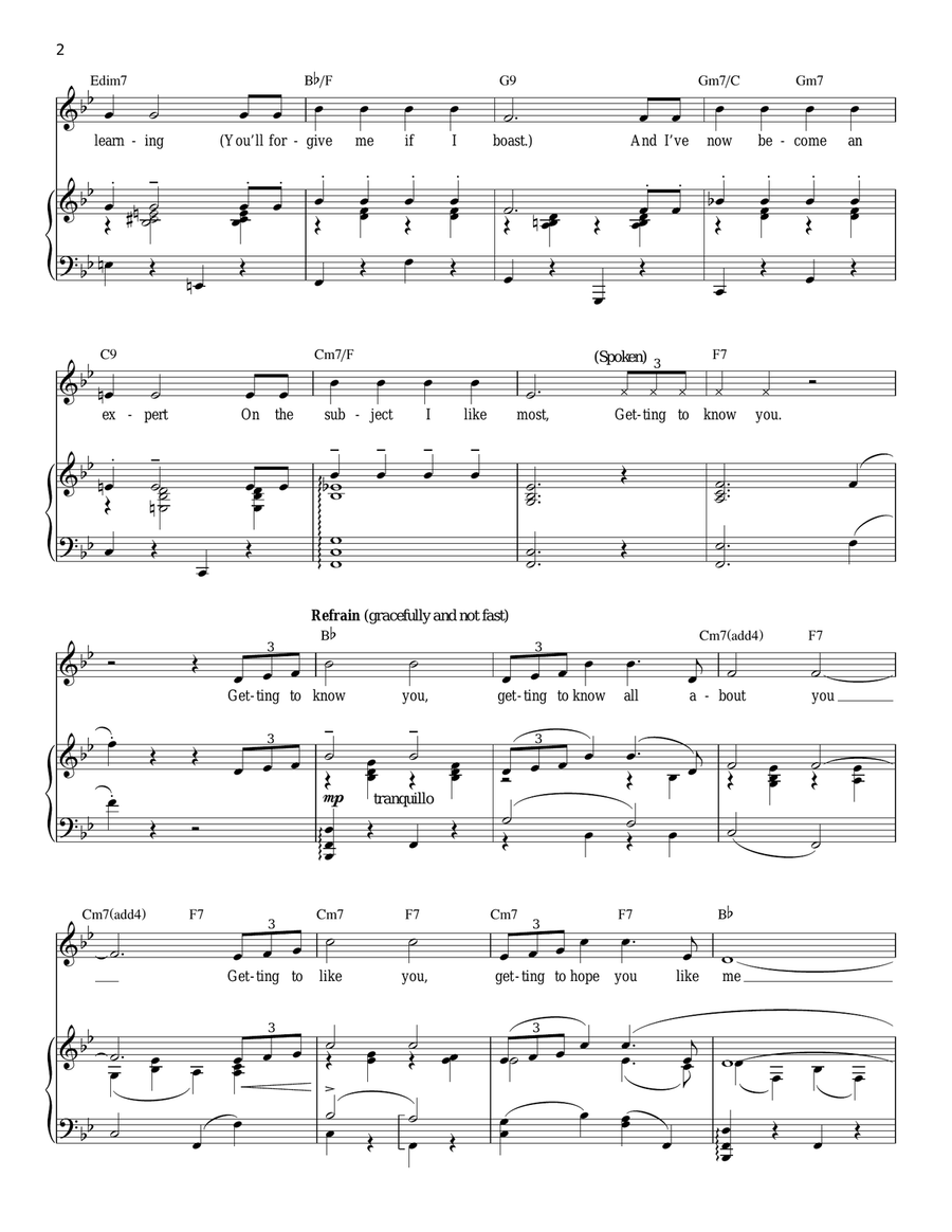 Getting To Know You Piano, Vocal scores gallery preview page 2