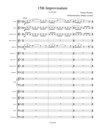 F. Poulenc - IMPROVISATION #15, Orchestrated by A. Leytush - Score Only