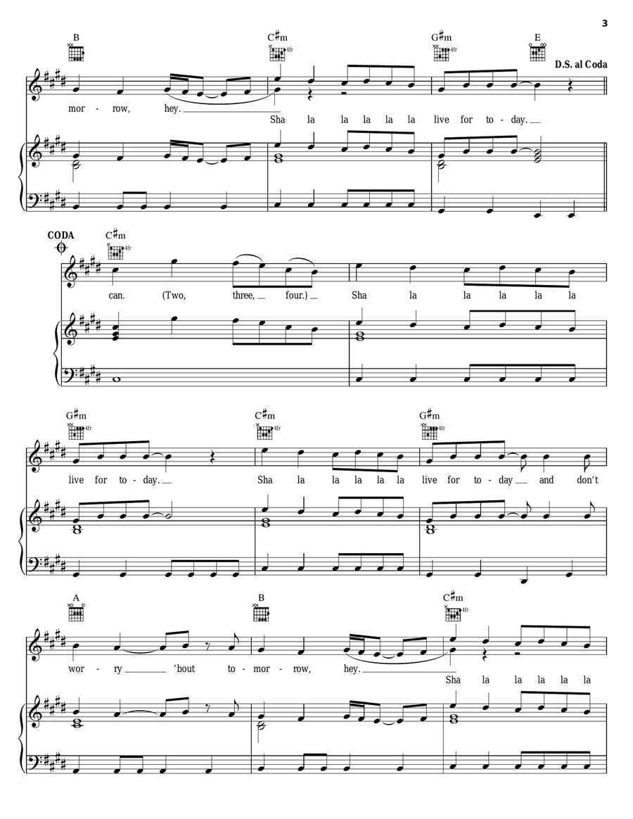 Let's Live For Today Piano, Vocal, Guitar scores gallery preview page 3