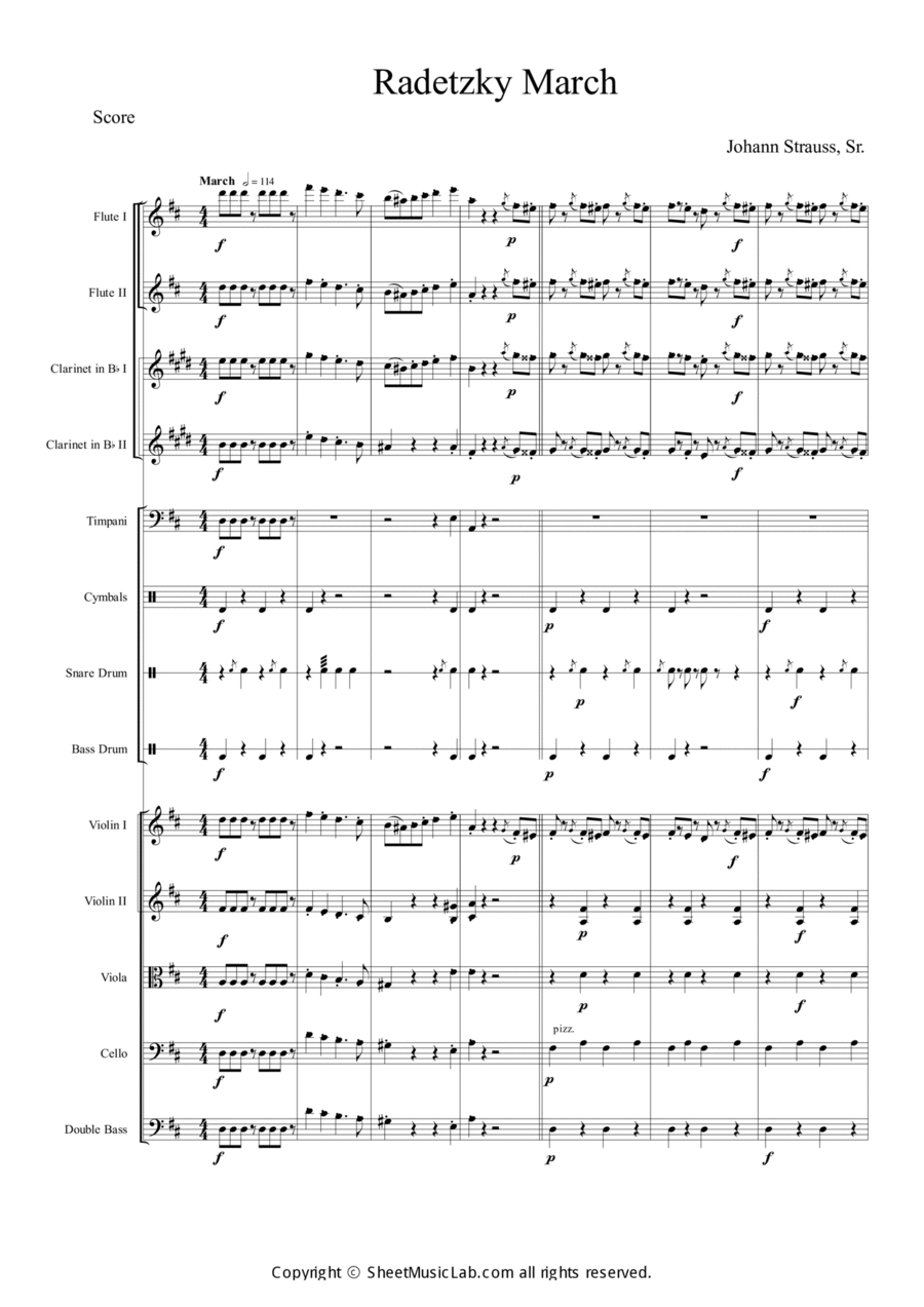 Radetzky Marsch Orchestra scores gallery preview page 1