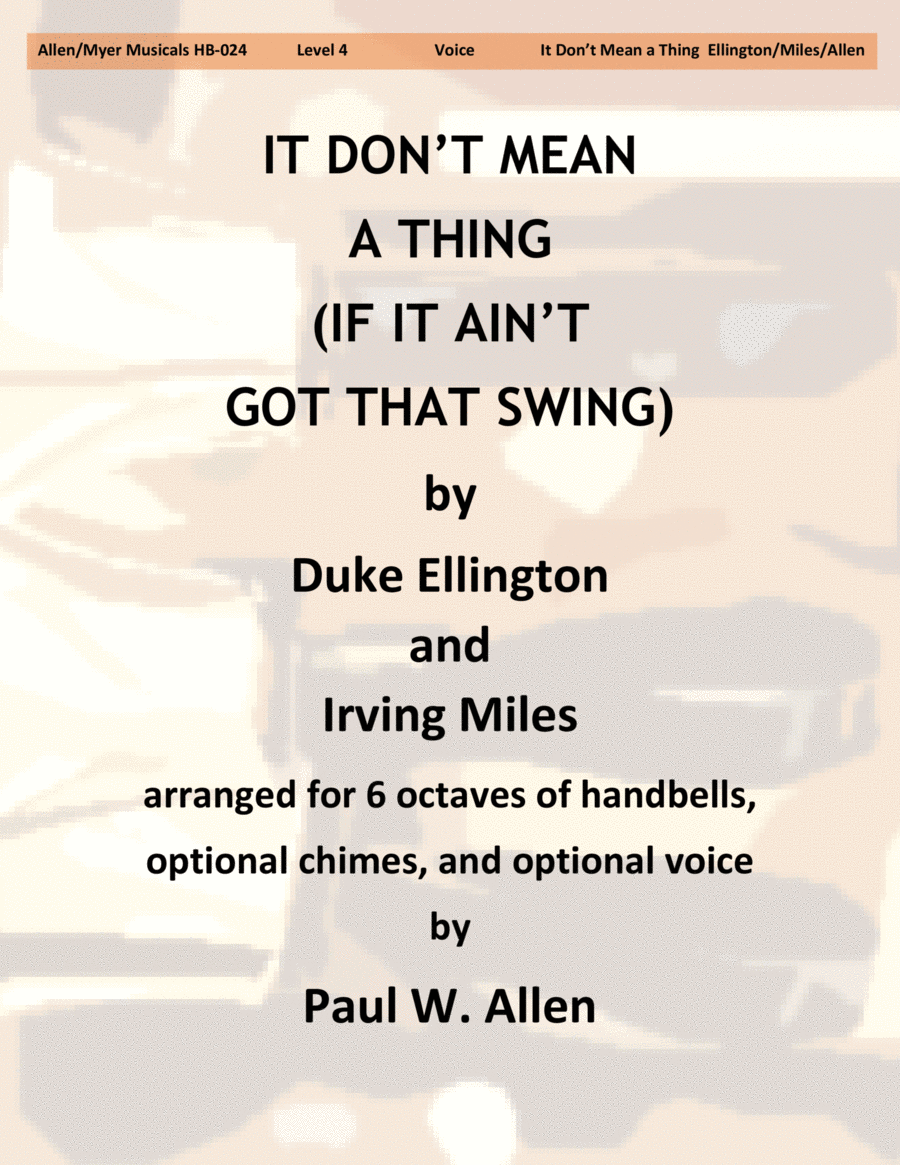It Don't Mean A Thing (if It Ain't Got That Swing) Unison Choir scores gallery preview page 1