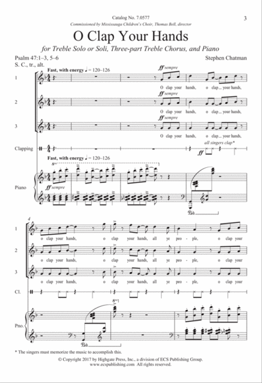O Clap Your Hands 3-Part scores gallery preview page 2