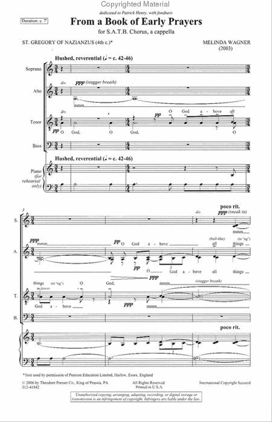 From A Book of Early Prayers 4-Part scores gallery preview page 2