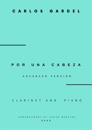 Book cover for Por Una Cabeza - Bb Clarinet and Piano - Advanced (Full Score and Parts)