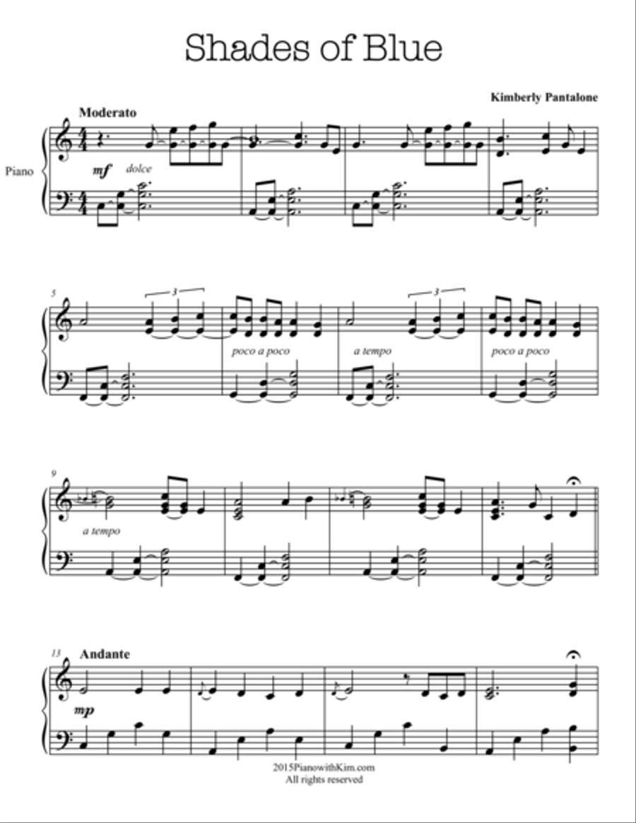 Shades of Blue Shades of Blue Piano Solo scores gallery preview page 1