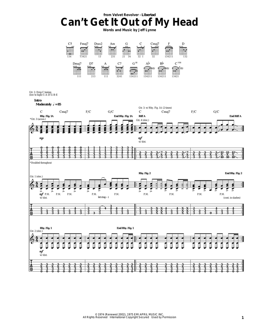 Can't Get It Out Of My Head Acoustic Guitar scores gallery preview page 1